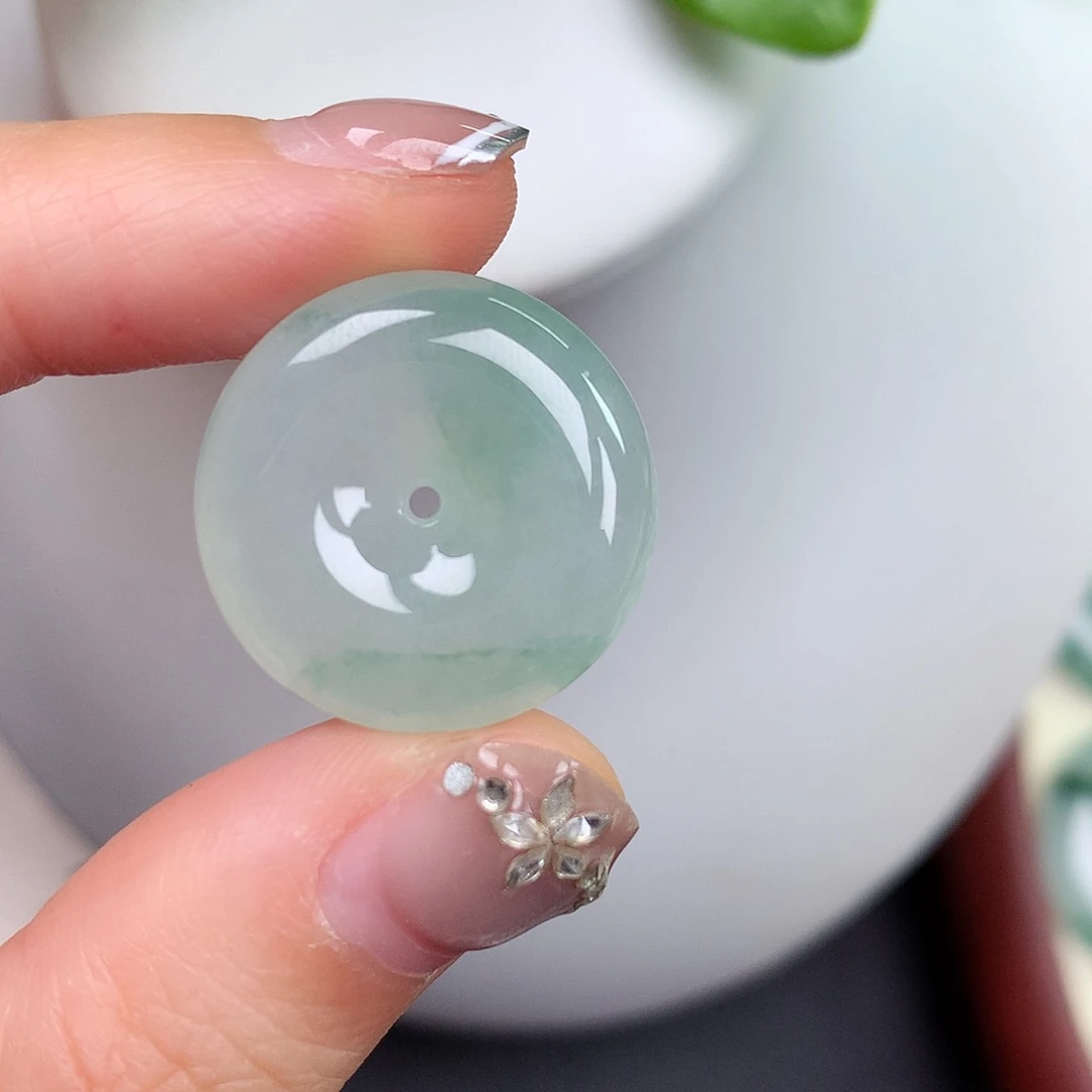 翡翠未镶嵌颈饰平安扣 21.5-5.7mm