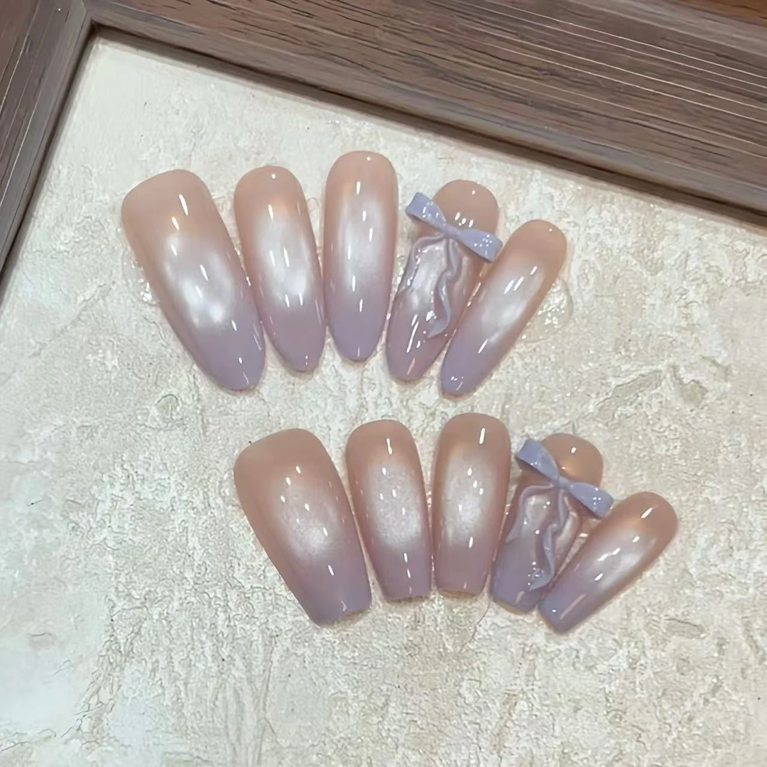 W.【香芋蝴蝶结】纯手工穿戴甲