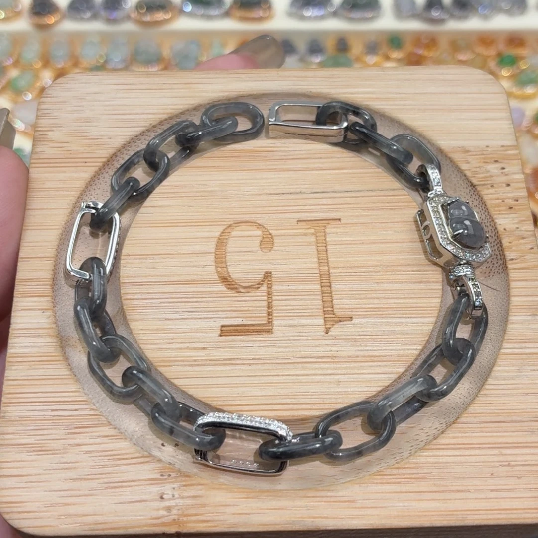 翡翠银S925镶嵌颈饰手链