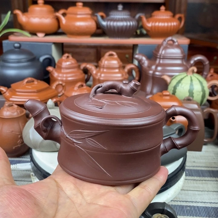 茶壶紫砂竹段280cc原矿老紫泥特价