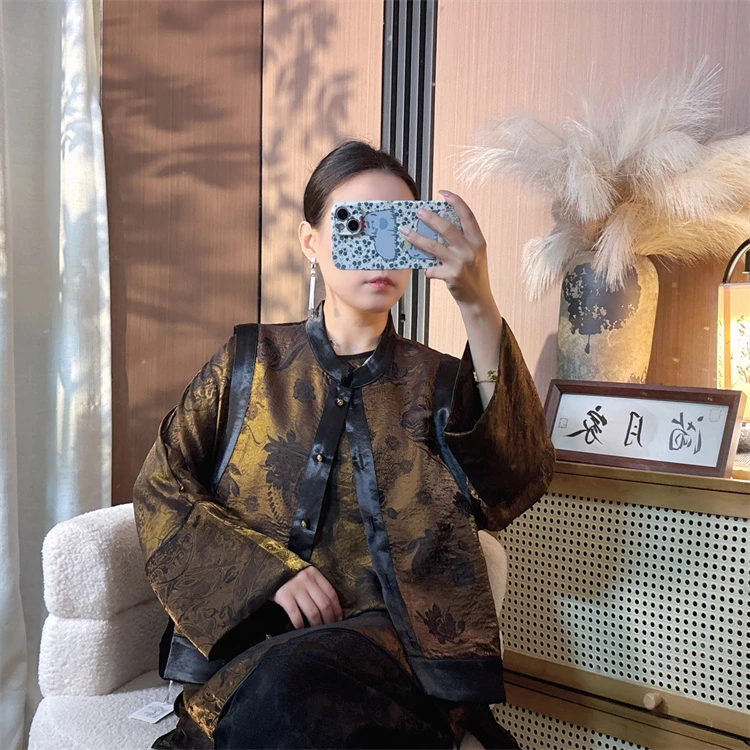 『秋菊报福』双面双穿新中式国风马甲女秋重工刺绣盘扣马夹