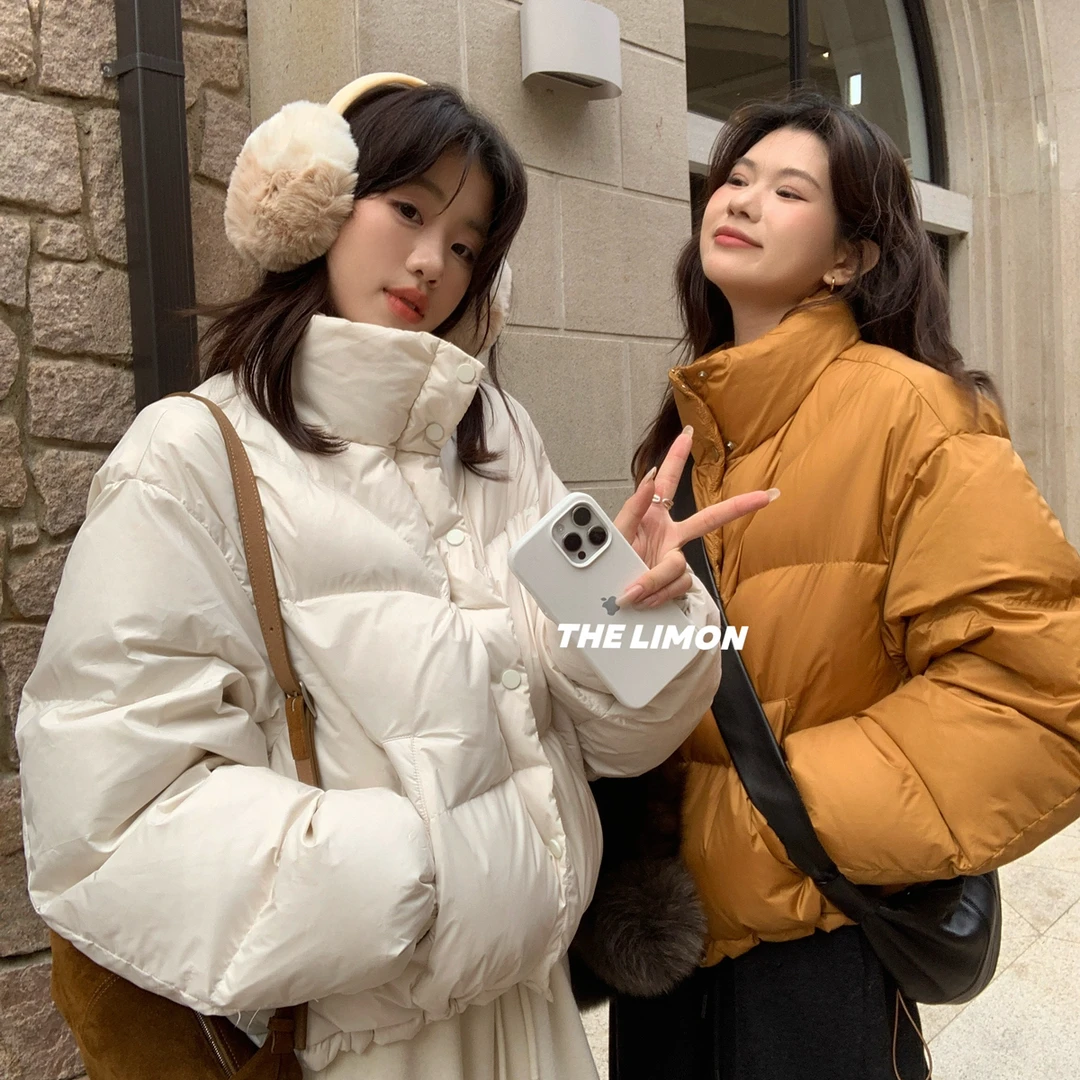 柠檬绿茶-立冬暖阳｜韩标泡芙短款立领外套加厚保暖羽绒服外套928