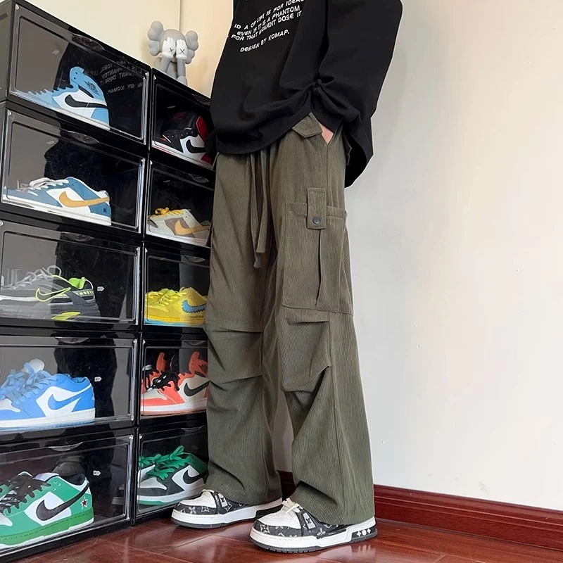 秋冬灯芯绒工装裤男直筒裤日系复古休闲潮牌痞帅美式青年潮流裤子