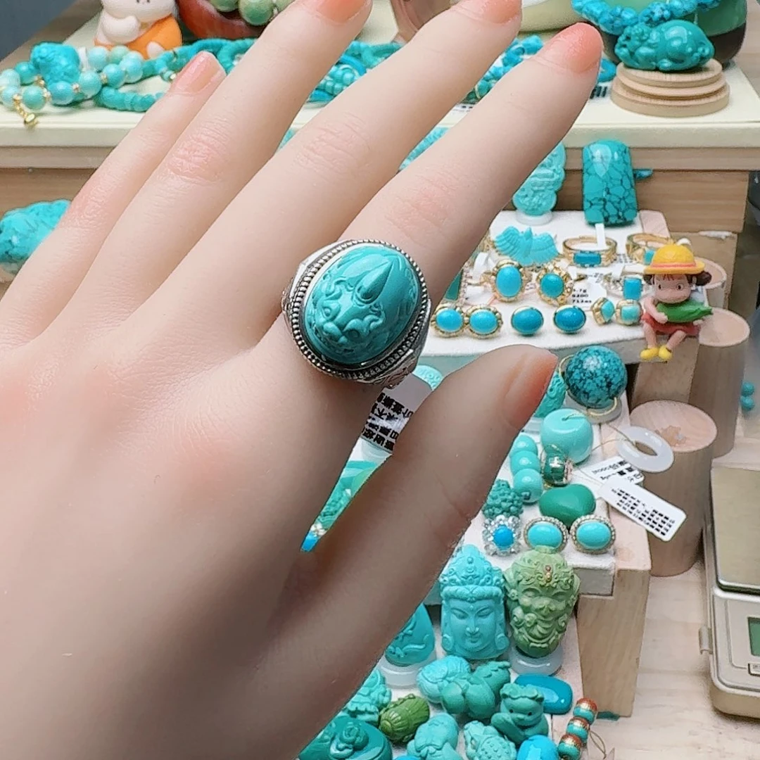 绿松石银S925镶嵌戒指