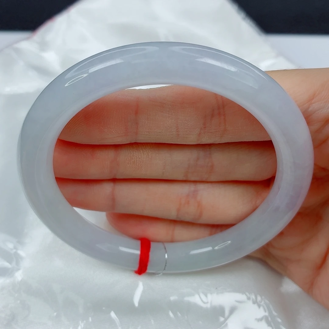 翡翠未镶嵌手镯59小圆条，浅紫均匀，润感好，010