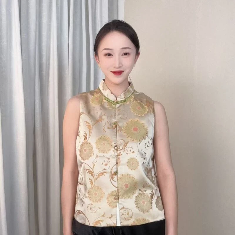 【向日葵】2025新款新中式国风提花马甲CE-49