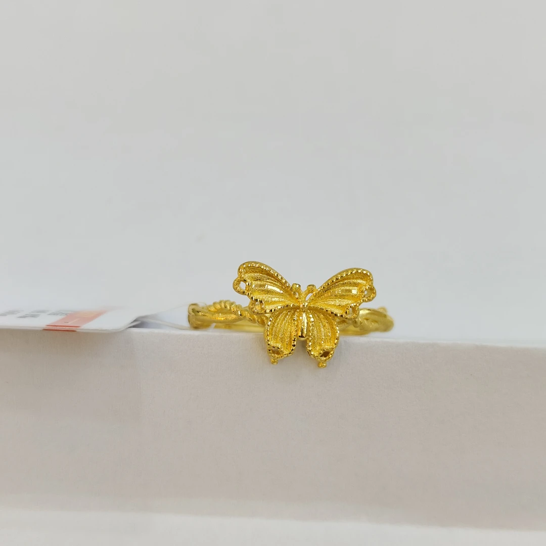 《三狼》9999足金精美蝴蝶戒指时尚大气经典款轻奢小众简约