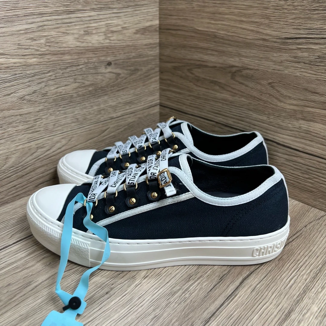 95新 DIOR/迪奥 Walk'n'Dior 白蓝帆布鞋 36码