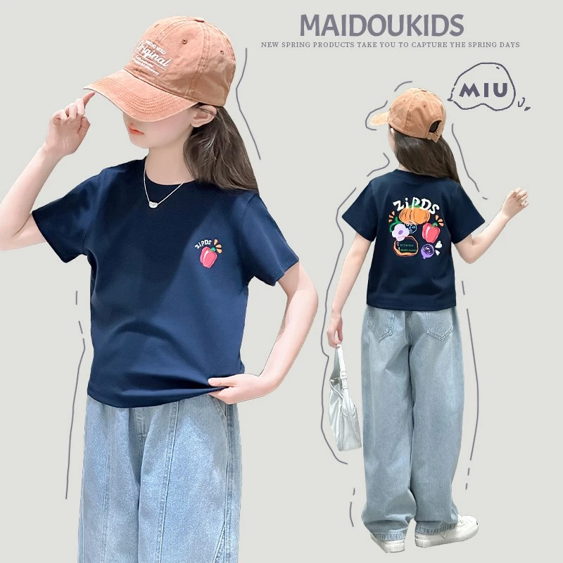 女童夏装套装时髦洋气夏季短袖女孩夏款阔腿裤大童夏天儿童两件套