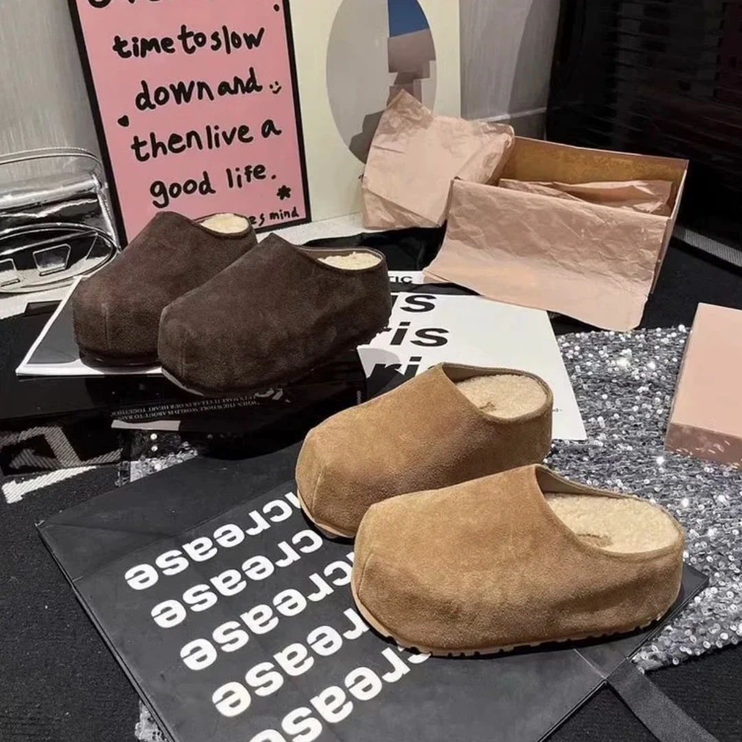 卡皮巴拉包头半拖鞋厚底一脚蹬懒人博肯鞋增高松糕底百搭舒适时尚