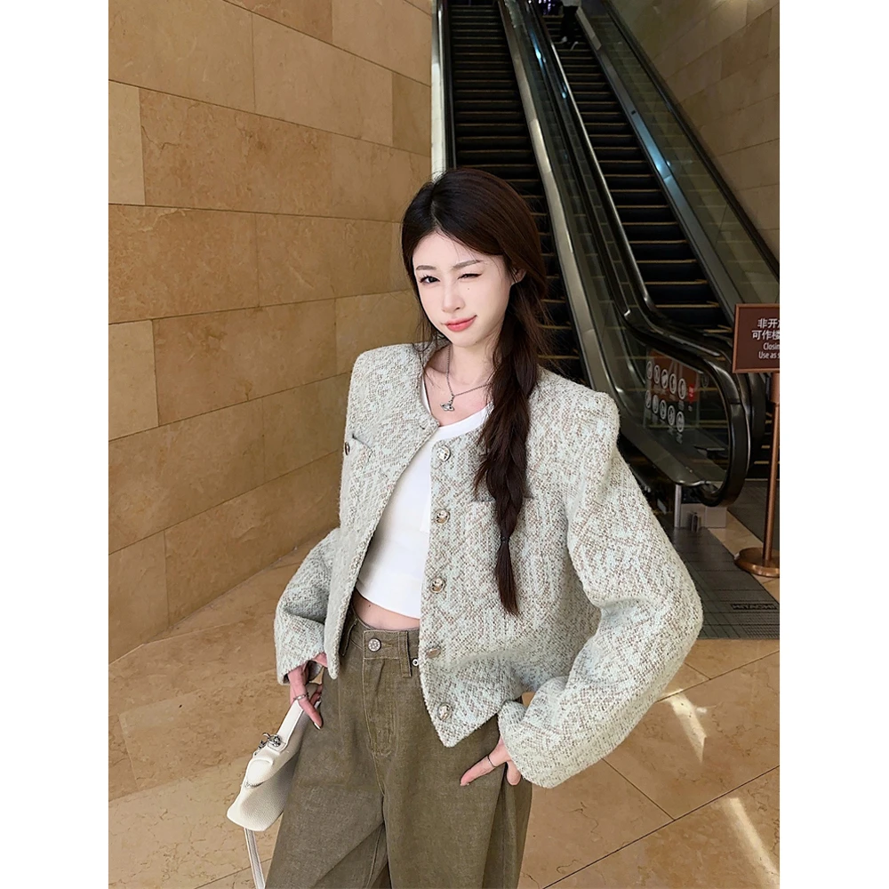 小香风粗花呢外套女秋季新款高级感短款气质宽松长袖上衣春秋时尚