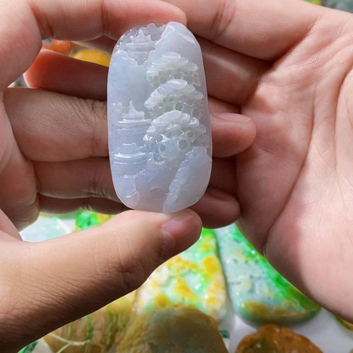 未镶嵌定制翡翠翡翠山水牌