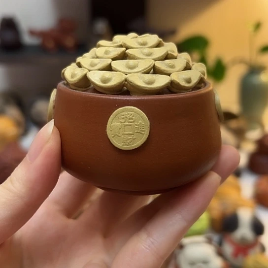 紫砂茶宠聚宝盆盖置