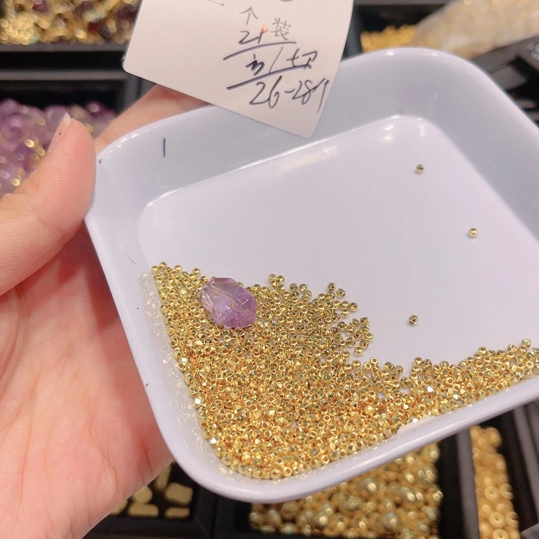 水晶珠宝半成品银S925镀金镶嵌49