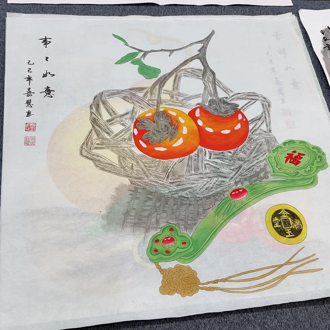 国画尺寸70X70手绘作品