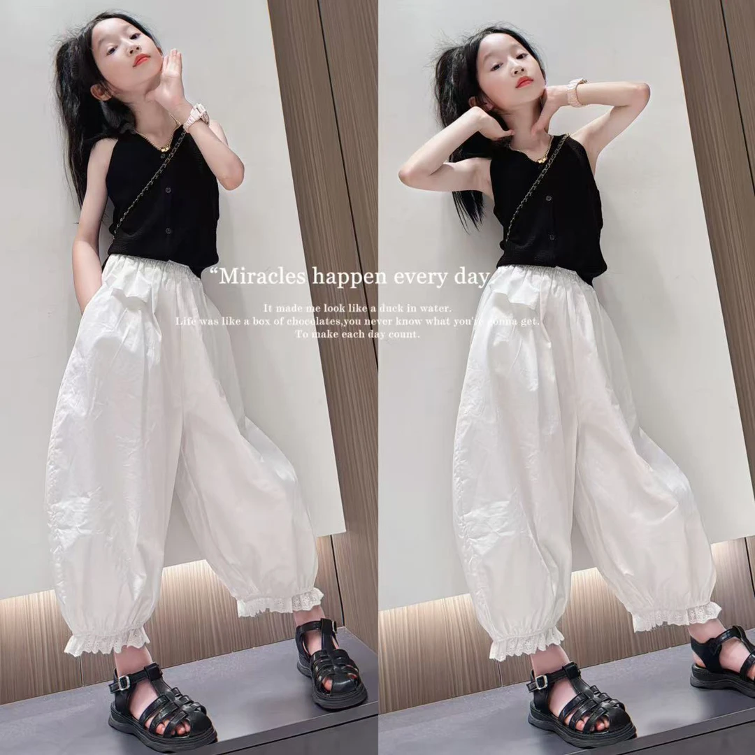 女童夏季套装2025新款儿童洋气时髦背心阔腿裤两件套中大童夏装潮