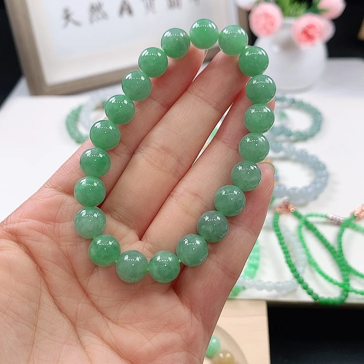 ****咪未镶嵌手链翡翠手链9mm