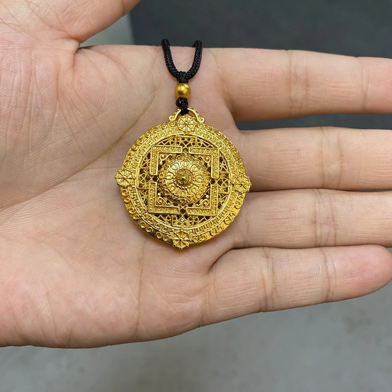 合金吊坠 四方来财罗盘可旋转项链挂坠