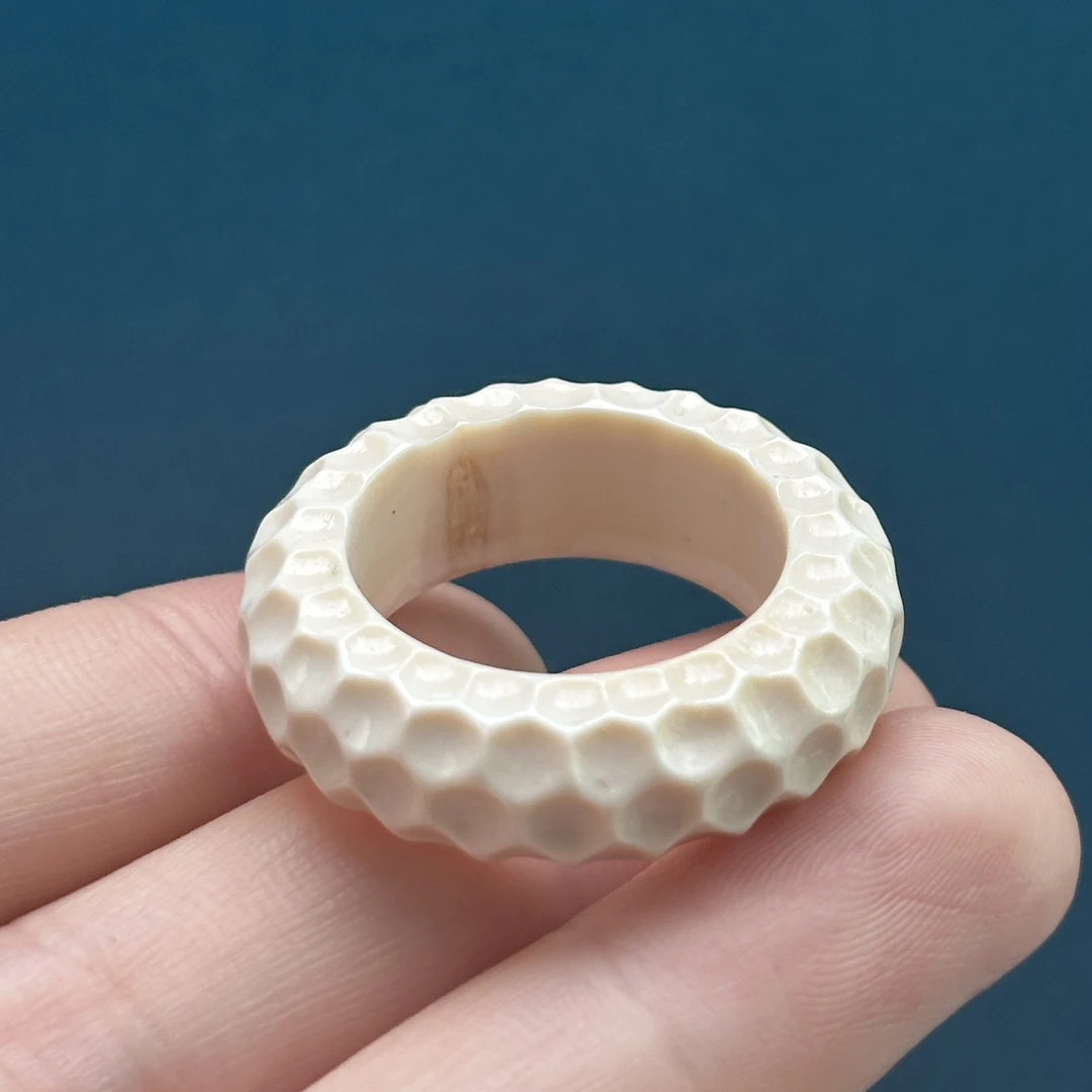 J4319天然猛犸牙 雕刻无相跑 环内径：21mm支持鉴定 假一罚四