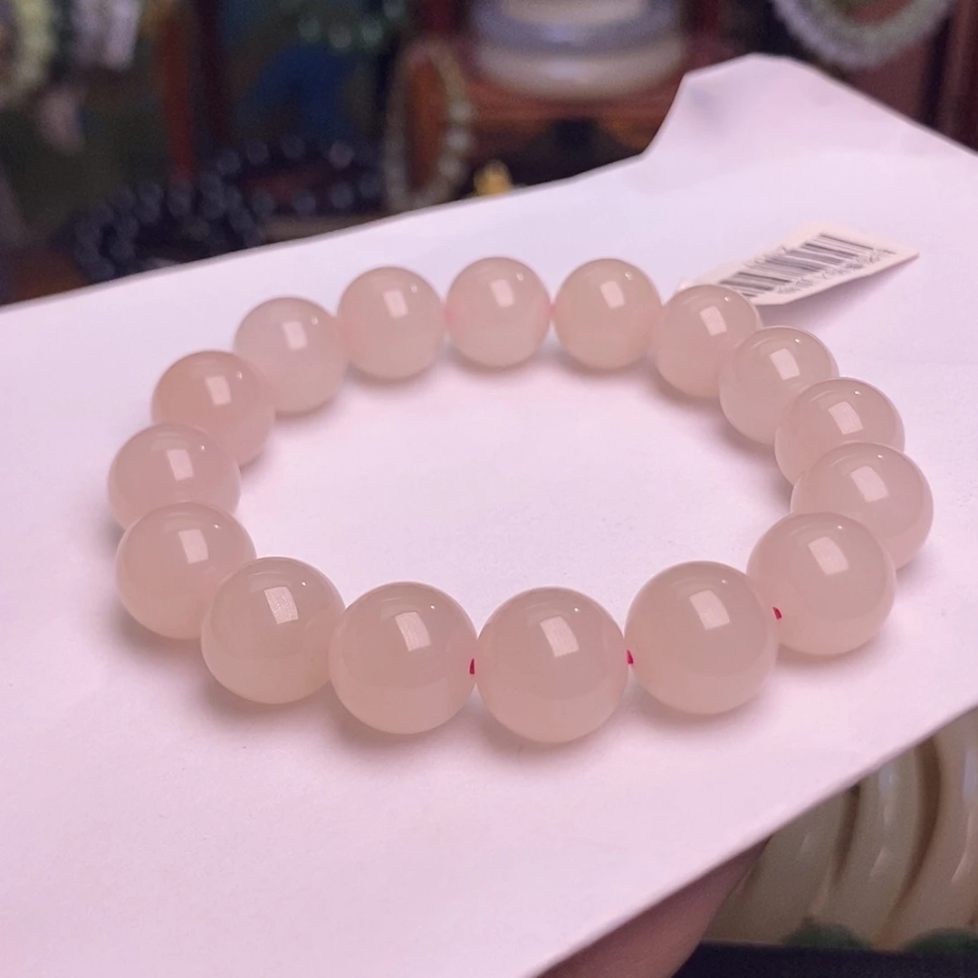 和田玉未镶嵌颈饰藕粉红粉老矿料手串12mm