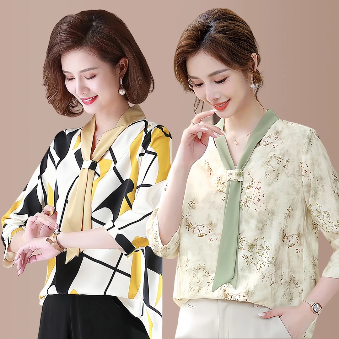 薄款中老年女妈妈装中国风雪纺小衫中年女士宽松女装衬衣小衫遮肚