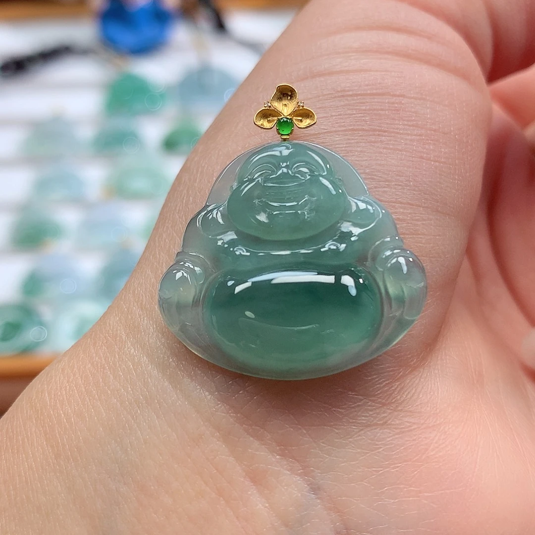 翡翠18K金镶嵌吊坠(赠链)24.8-26.8-5.3