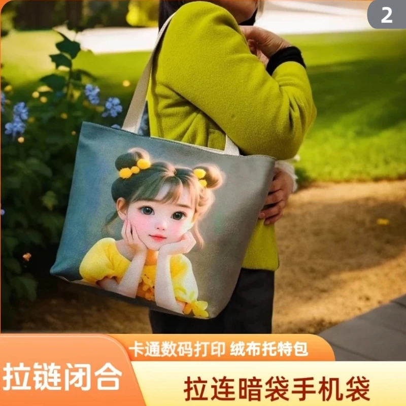 2025卡通印花帆布托特包大容量女士包学生外出休闲单肩帆布手提包