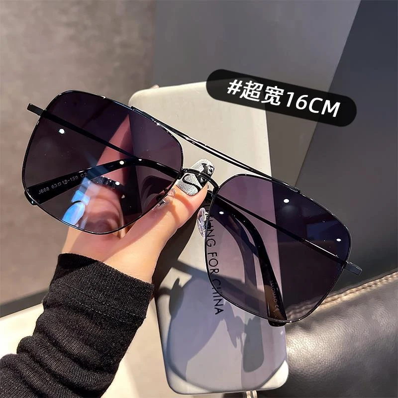 帕森精品超轻舒适大框16cm蛤蟆镜男士大脸休闲金属框太阳镜痞帅显