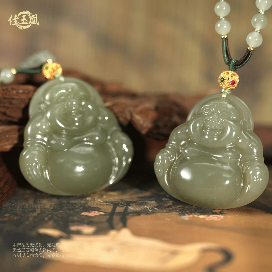 【福喜】大佛公和田玉吊坠全珠链+高冰+18k金+饱满精雕多样性发一件