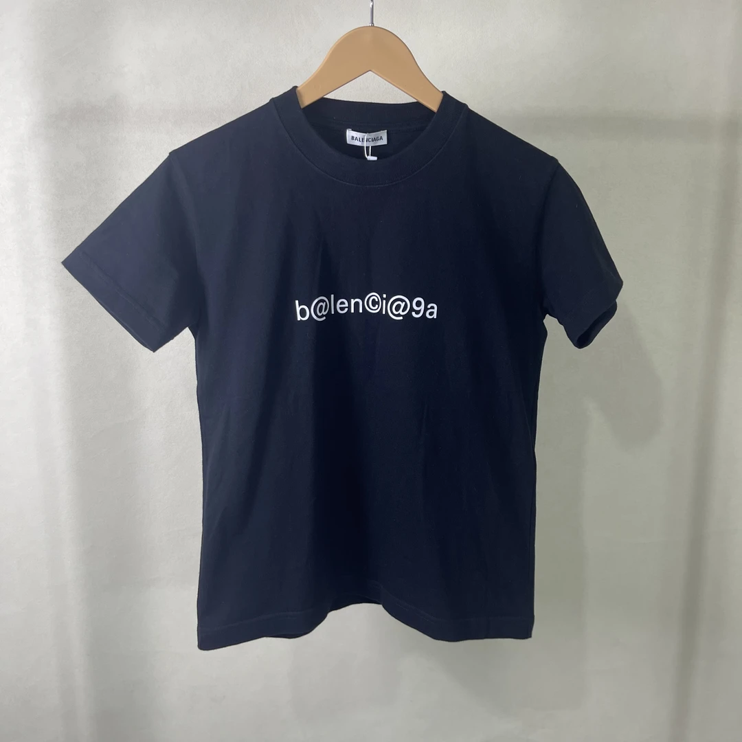 99新 Balenciaga/巴黎世家 黑色字母logo邮箱短袖 M码