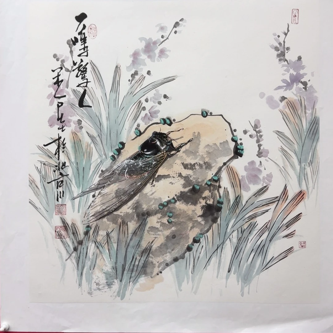 鸿***司国画柳平精品单蝉