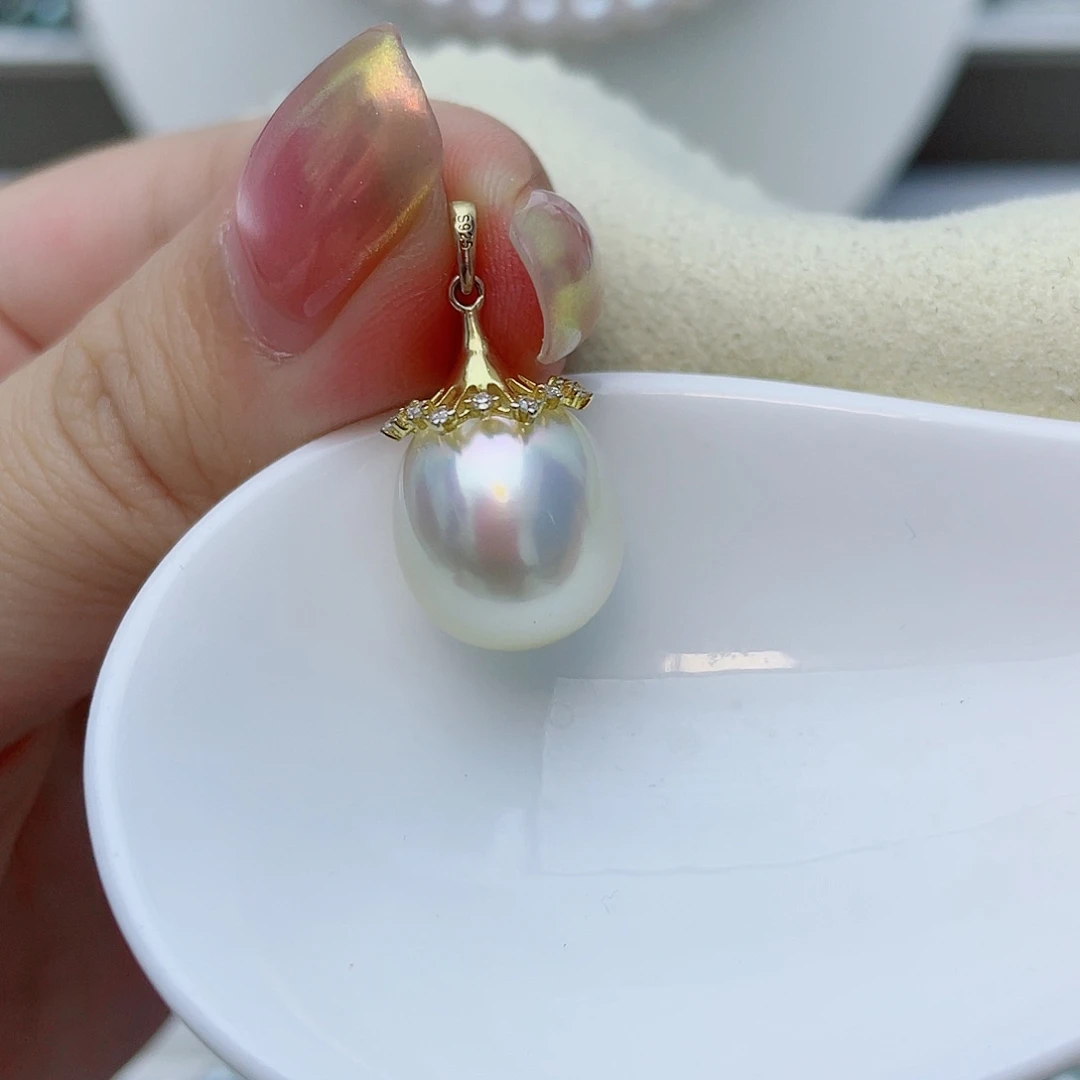 银S925镶嵌海水珍珠颈饰w35