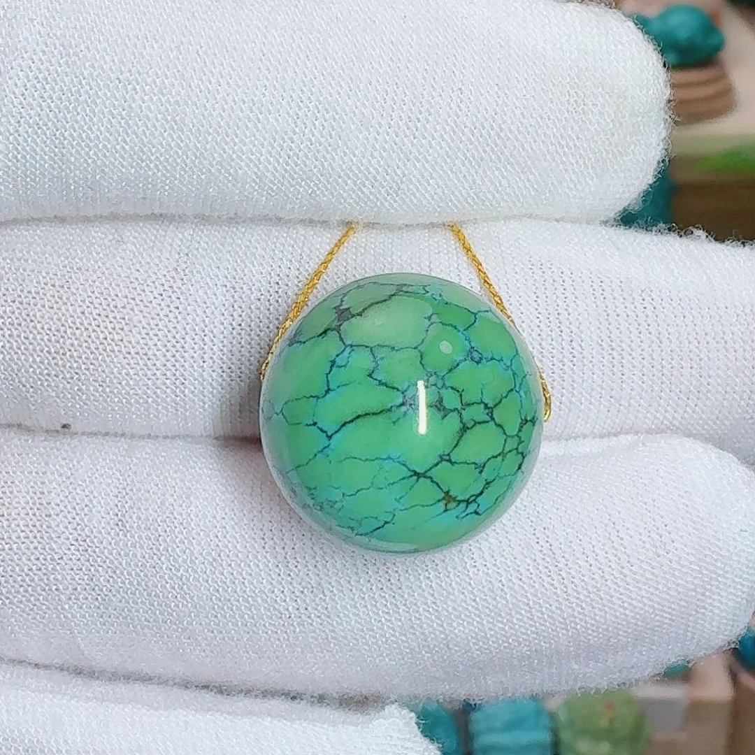 绿松石未镶嵌珠宝奇石只此青绿圆珠17.7