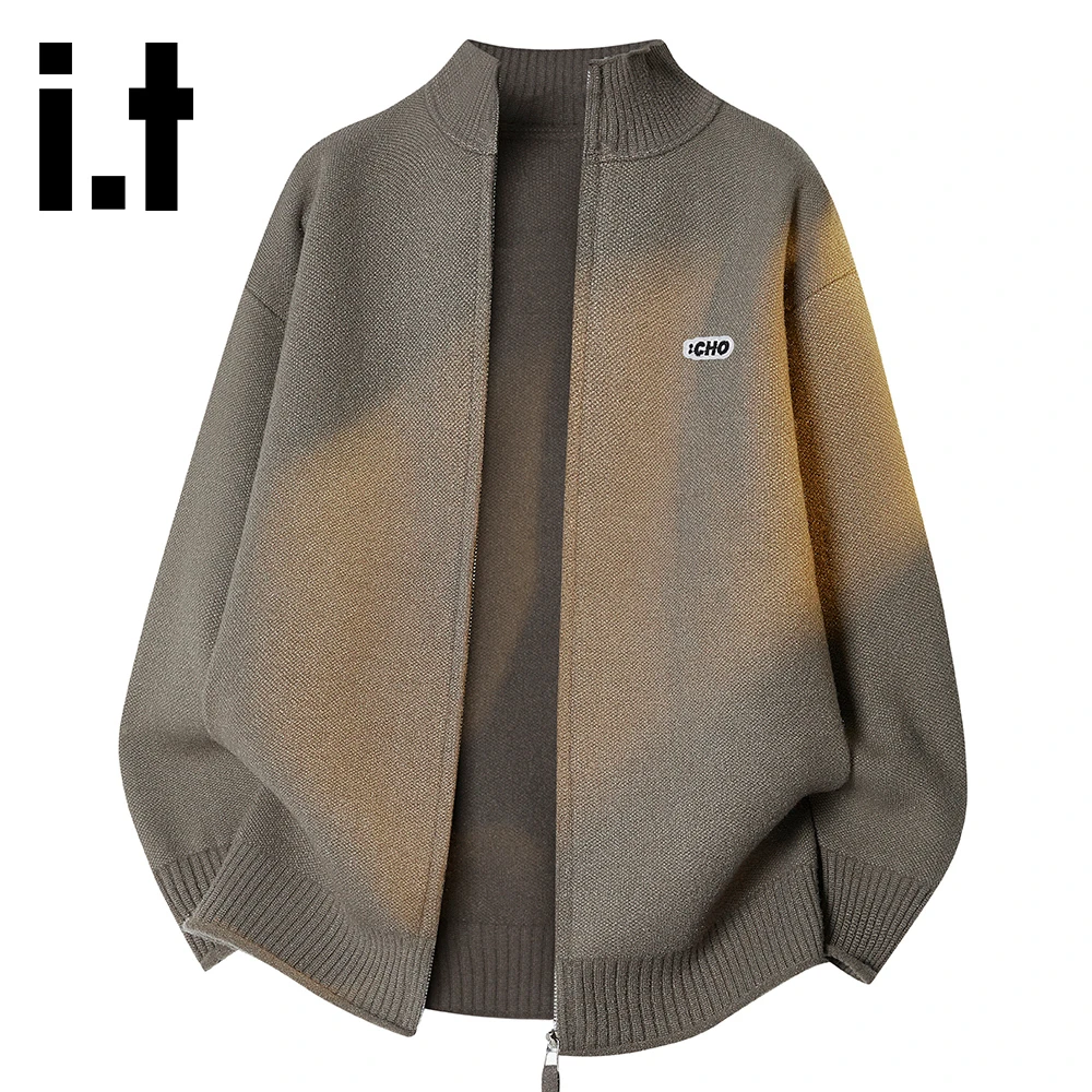 it:CHOCOOLATE个性立领拉链款针织开衫男士2025秋冬新款保暖外套