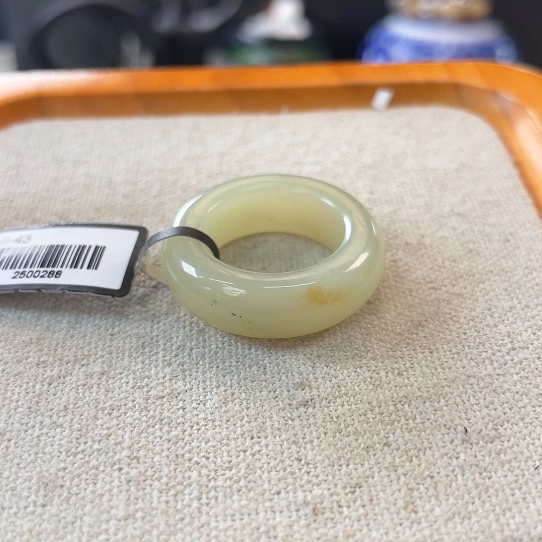 和田玉未镶嵌戒指c78 飘糖青花泥鳅背17.9