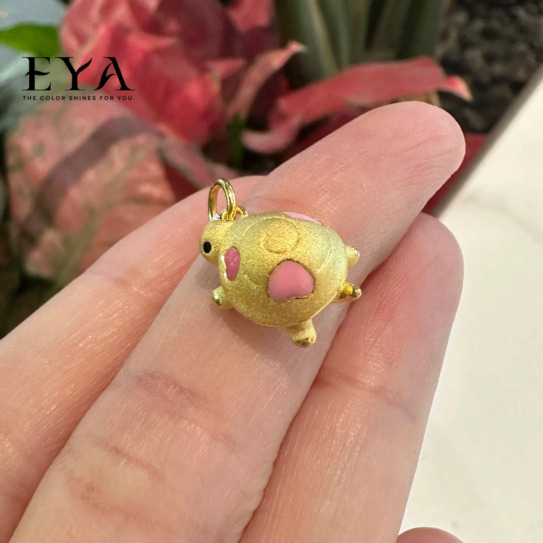 EYA3D硬金999足金小乌龟黄金转运珠珐琅彩串珠富甲天下金钱龟吊坠