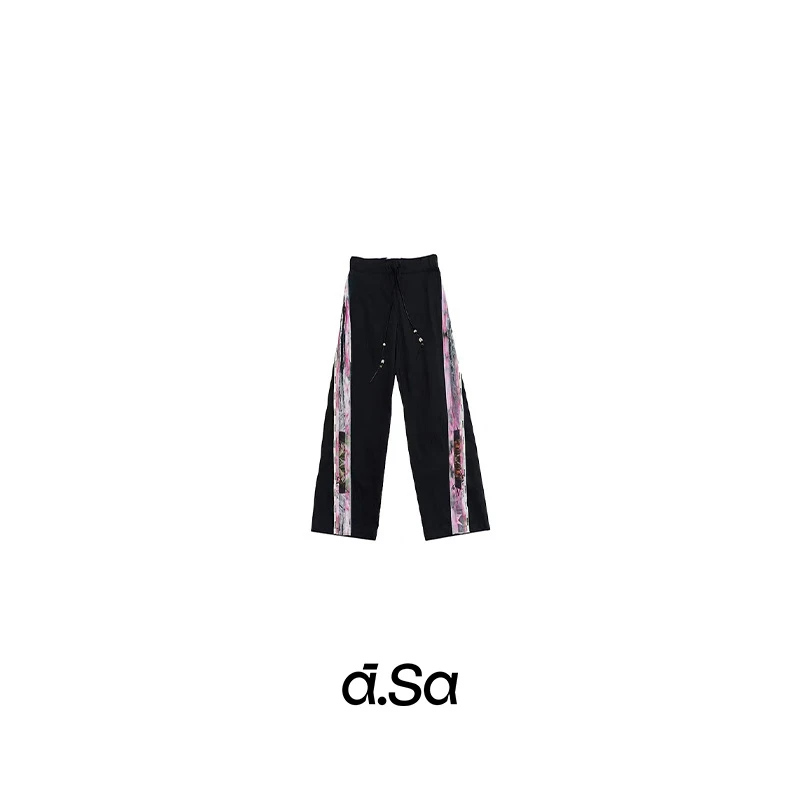 理性消费 NO退NO换 【尼龙印花拼接运动休闲长裤】