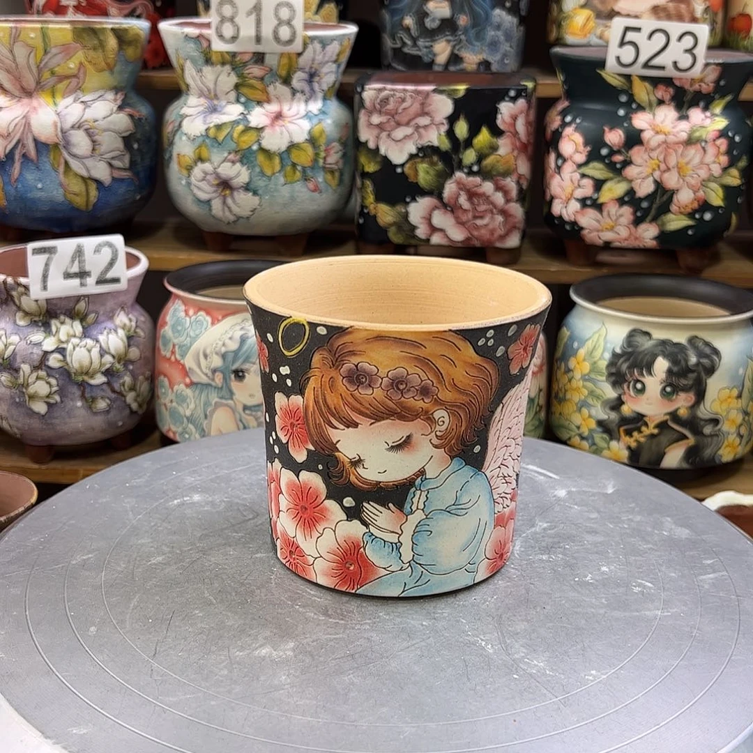 景德镇炫彩手绘口10.5高10