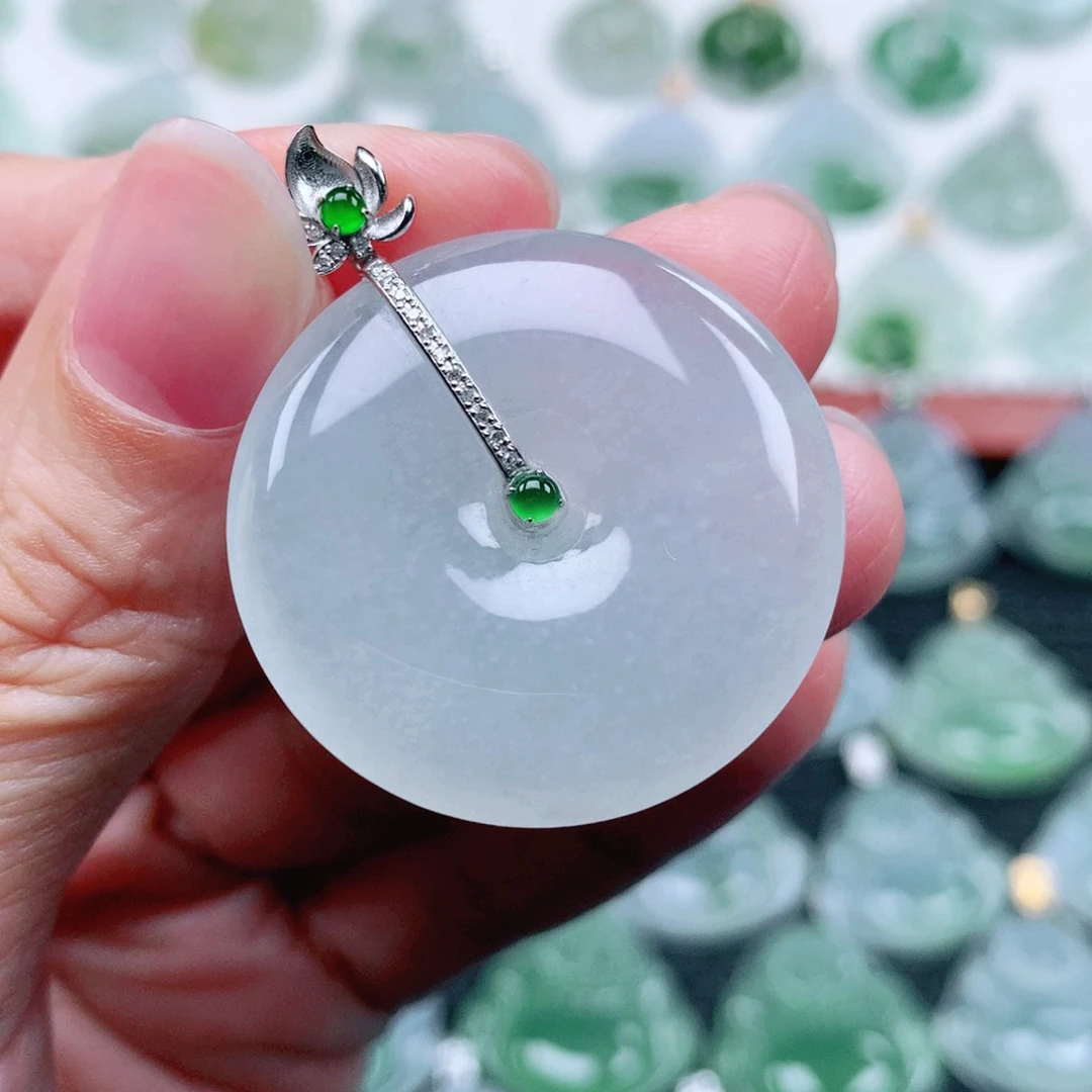 吊坠(不含链)18K金镶嵌翡翠?*语