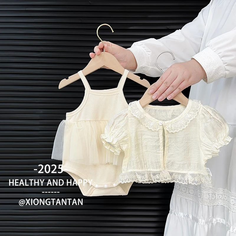 婴儿衣服夏季薄款女宝宝夏装洋气套装夏天包屁衣外出爬服一岁礼服