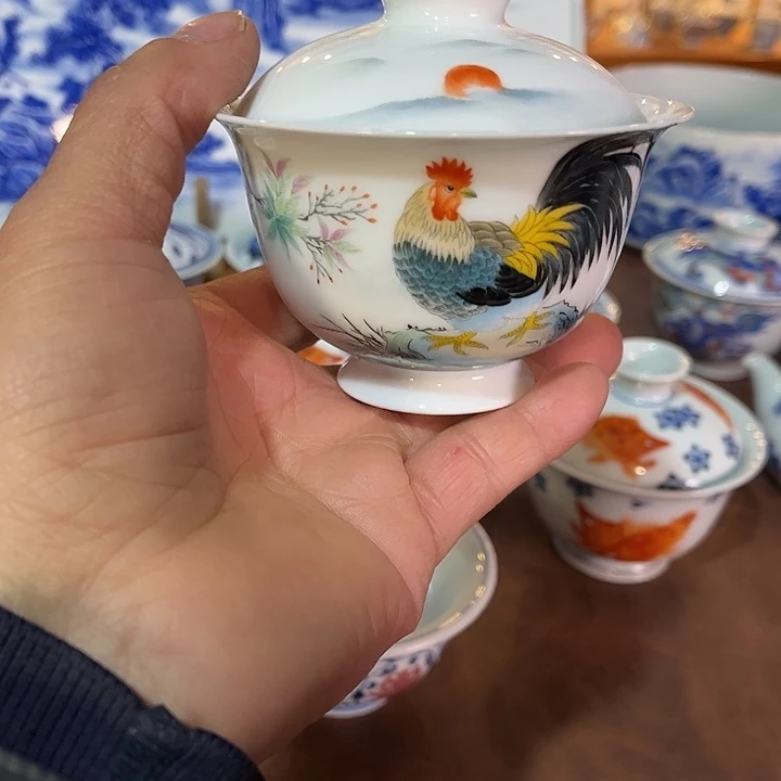 錡镇堂手工手绘绘盖碗