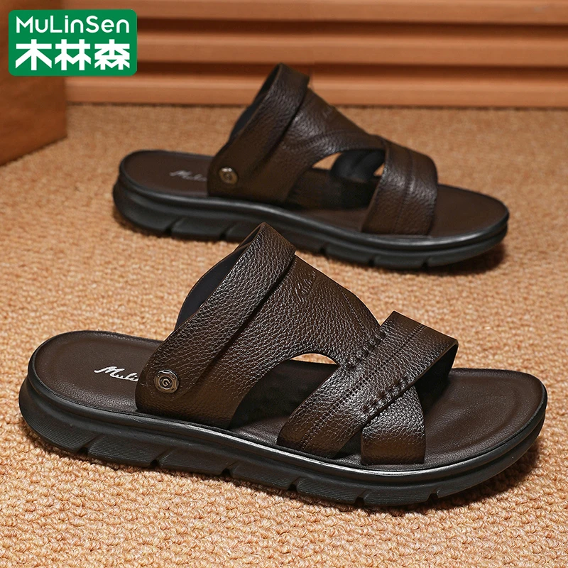 木林森外穿沙滩鞋男款2025新款夏季男士凉鞋防滑休闲开车两用拖鞋