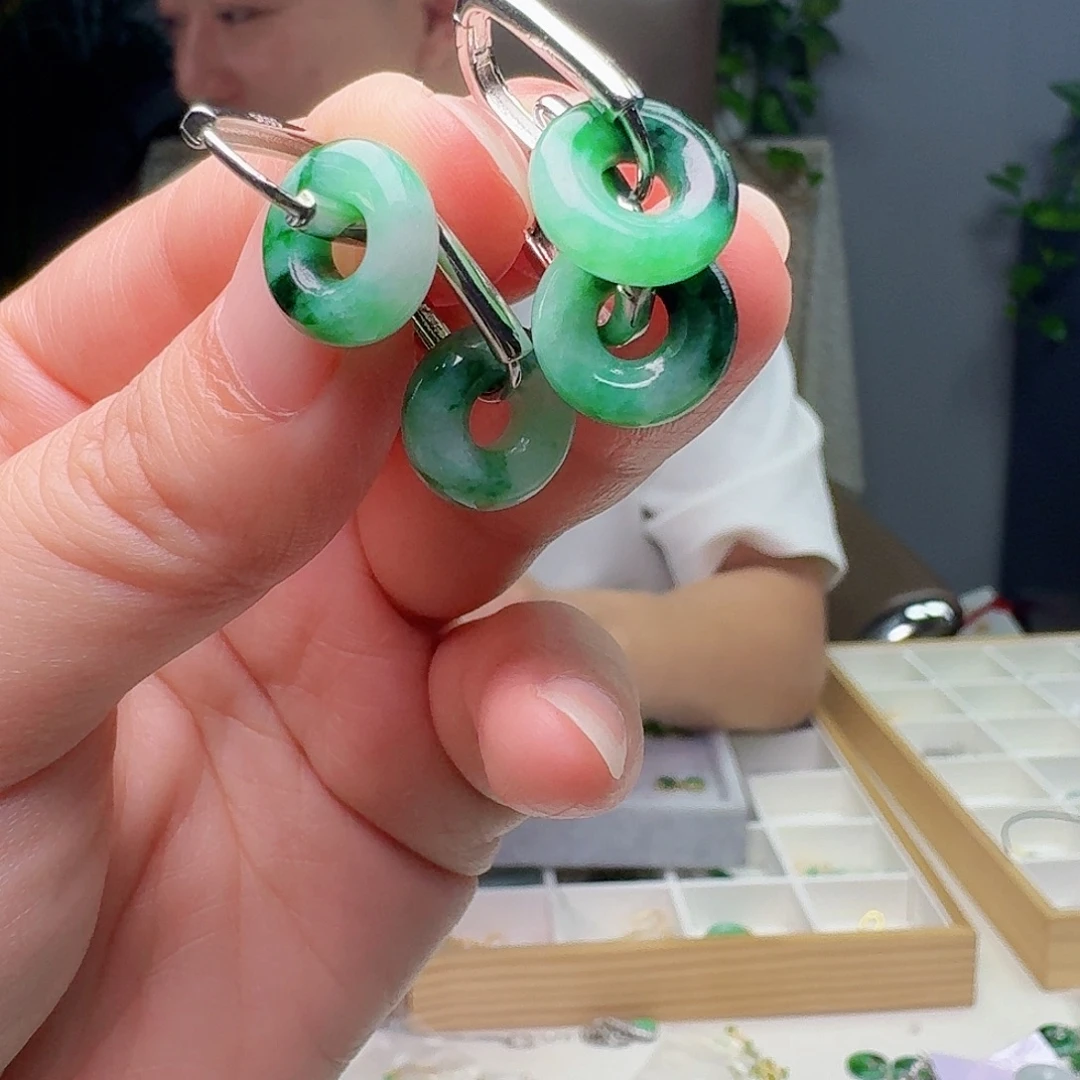 翡翠银S925镶嵌耳饰多样性发货其一