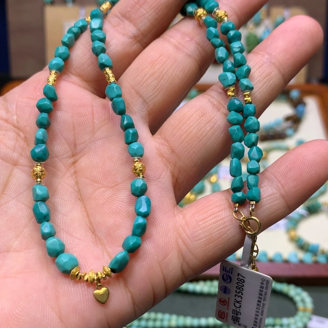 绿松石18K金镶嵌锁骨