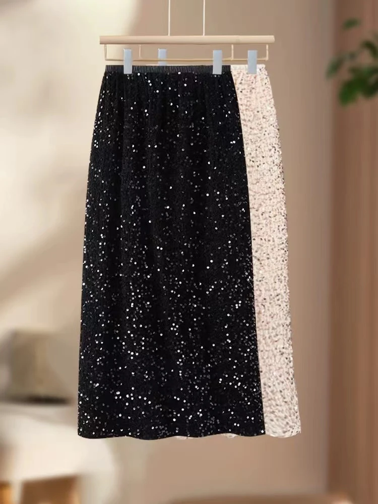 【蜜蜜MiM】新款秋冬百搭亮片裙御姐风轻奢鱼尾裙松紧腰半身裙020