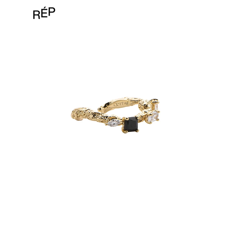 REP-COTEMP设计师品牌金色Écorce Fleur Ring 树纹系列戒指25FW鞋