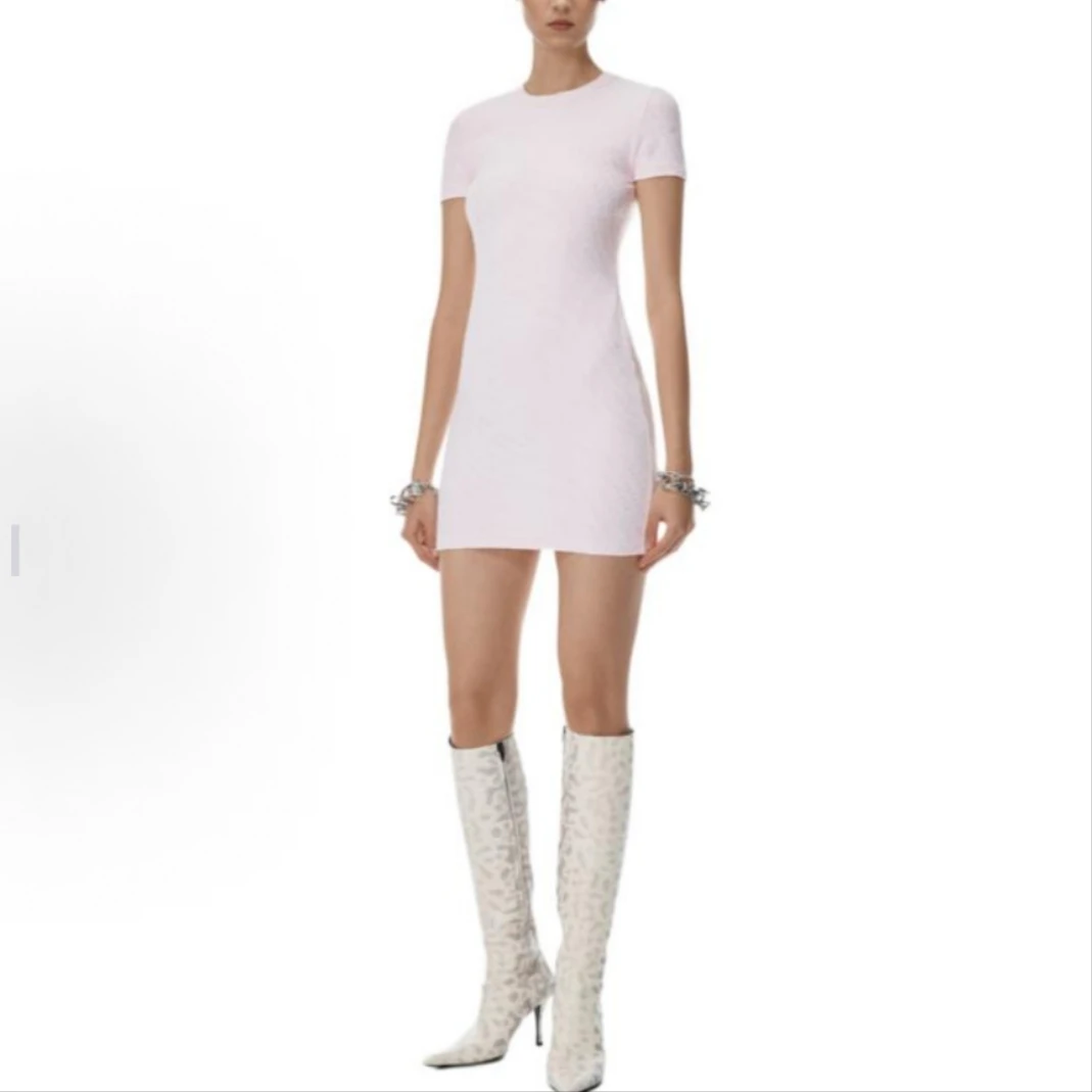 99新 ALEXANDER WANG 娜娜活动 提花字母连衣裙 粉色