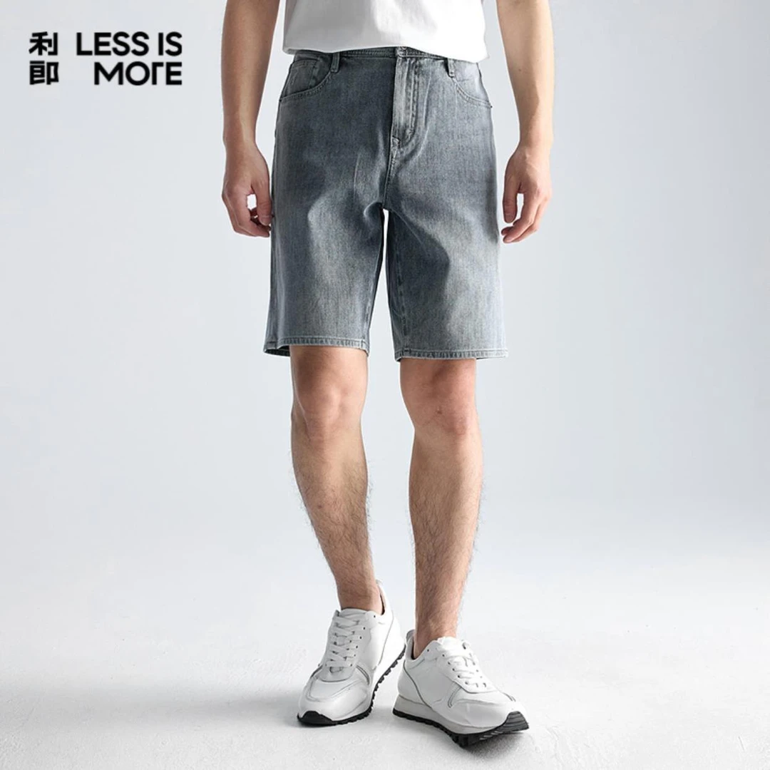 利郎夏季百搭薄款宽松休闲牛仔宽松短裤- A5XST10101