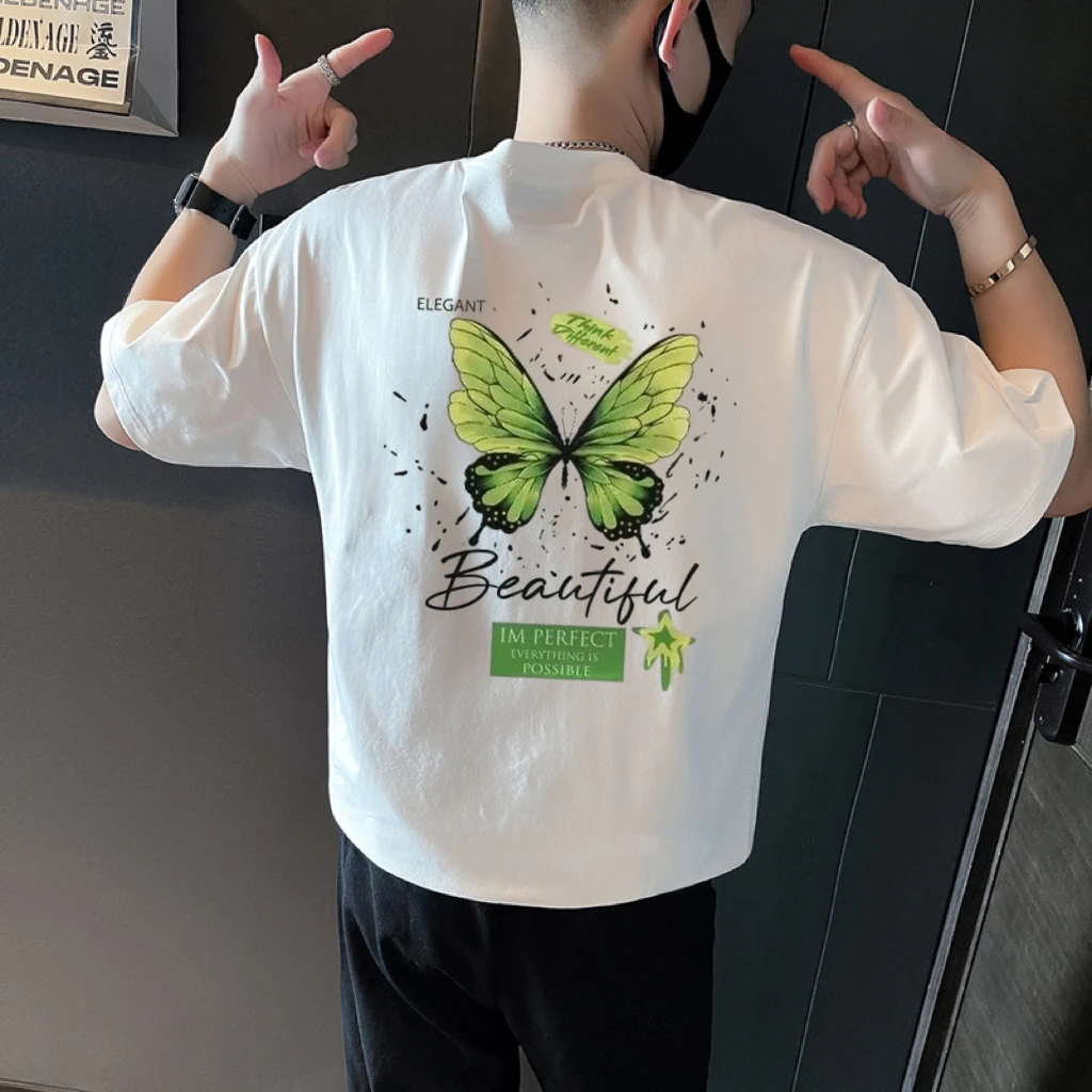 夏季新款纯棉短袖t恤男韩版潮流圆领个性百搭潮牌印花半袖ins上衣