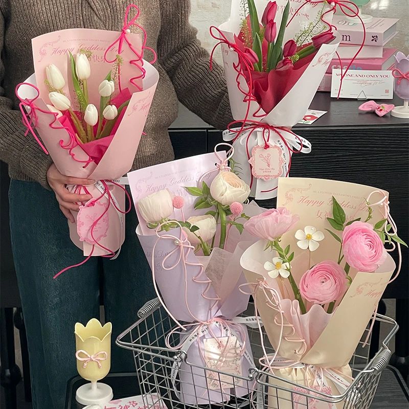 强锅锅芭蕾风小花束鲜花包装纸康乃馨郁金香包花纸手工diy材料